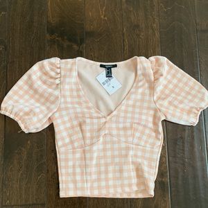 Gingham Puff Sleeve Top